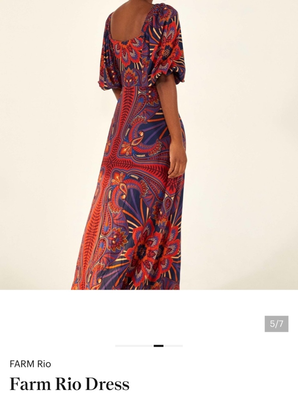 FARM Rio Navy and Red Paisley Puff-Sleeve Maxi Dress - Picture 5 of 5